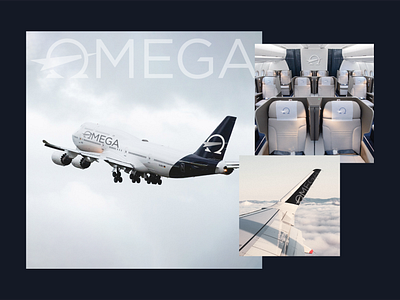 Omega Airlines Identity airline airline app app branding design livery logo logotype mockup omega plane ui ux