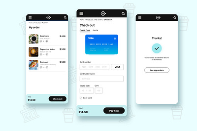 Check out Coffee app app checkout creditcard design ui ux