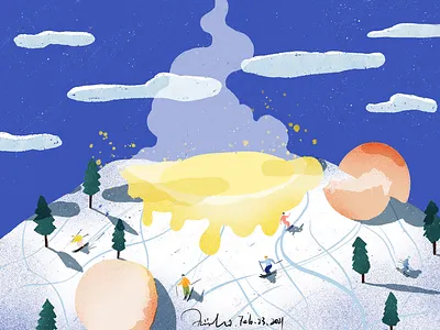 Skiing - The Egg Series artwork digital art digital illustration digitaldrawing egg flat illustration illustration procreate skiing