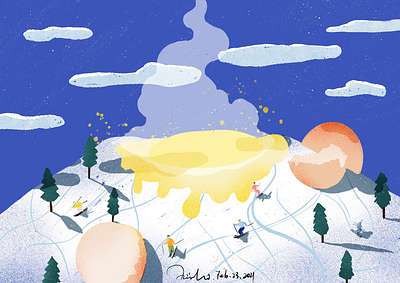 Skiing - The Egg Series artwork digital art digital illustration digitaldrawing egg flat illustration illustration procreate skiing