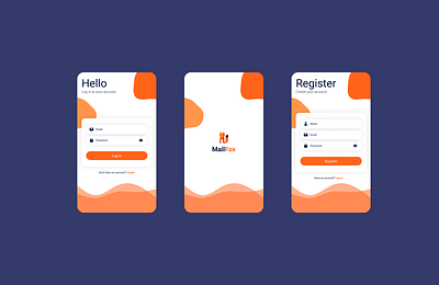 Login and Register Mockup MailFox android design login register ui uidesign
