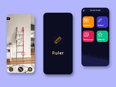 Smart Ruler App UI Design app app design appui appuidesign appuiux dark ui design logodesign mobile mobile app mobile app design mobile design mobile ui mockup modern trendy design ui uidesign