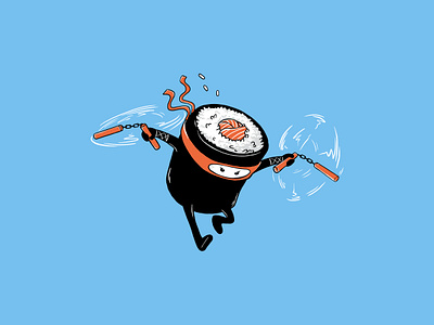 Ninja Sushi artwork cartoon clothing cute design drawing food funny illustration illustrator japan martial art ninja restaurant sushi t shirt t shirt design