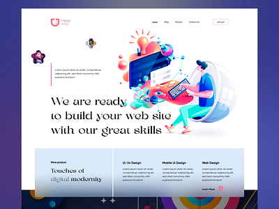 Digital agency Landing page agency branding clean design digital digital agency ecommerce homepage illustration landing page nft product travel ui userinterface ux web design webpage website website design