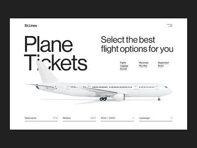 St.Lines airline concept design figma minimal minimalism ui ux uxui web website