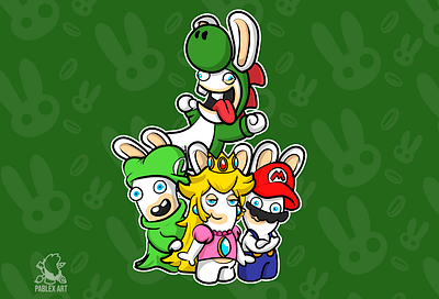 Rabbids + Mario cartoon design fanart funny gamer illustration love nintendo videogame