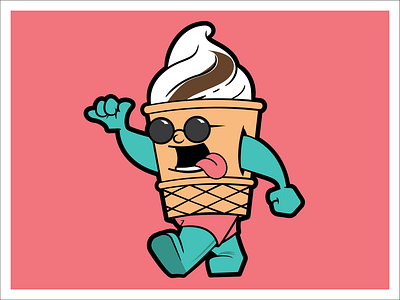 Wade Ferr beach character cone food ice cream illustration junk lick mascot snack sun sunglasses surf surfer waffer