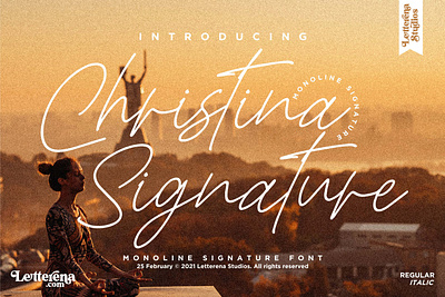 Christina Signature - Monoline Signature Font branding design font font design fonts icon illustration lettering logo script font typography