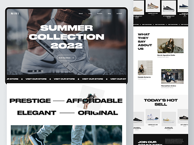 Nivi Ecommerce Landing Page apparel bold brutalism ecommerce landing page minimalist modern sell shoes store ui web design
