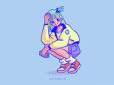 Modern Bulma anime bulma character cute digital dragon mall illustration japan japanese manga minimal pastel toriyama