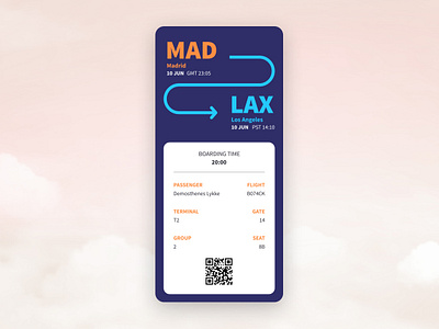 Daily UI 024: Boarding Pass boarding pass daily 100 challenge daily ui daily ui 24 dailyui dailyui 024 dailyuichallenge ticket ui