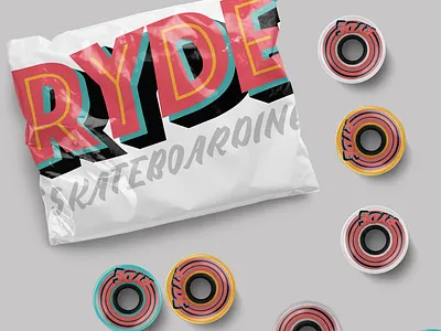 RYDE SKATEBOARDING branding graphics logo ryde santacruz skate skateboarding skater type typography wheels
