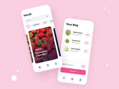 Veruit - Visual Exploration bag bottom nav buy card cart fruit habie home price strawberry vegetable
