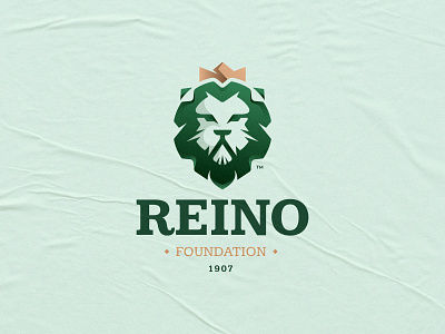 Reino Logo branding emblem empire fashion foundation gold green kingdom lion lion logo logo luxury mark royal