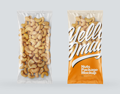 Clear Plastic Pack w/Cashew Nuts Mockups 3d branding design logo mockup mockupdesign pack package smartobject visualization