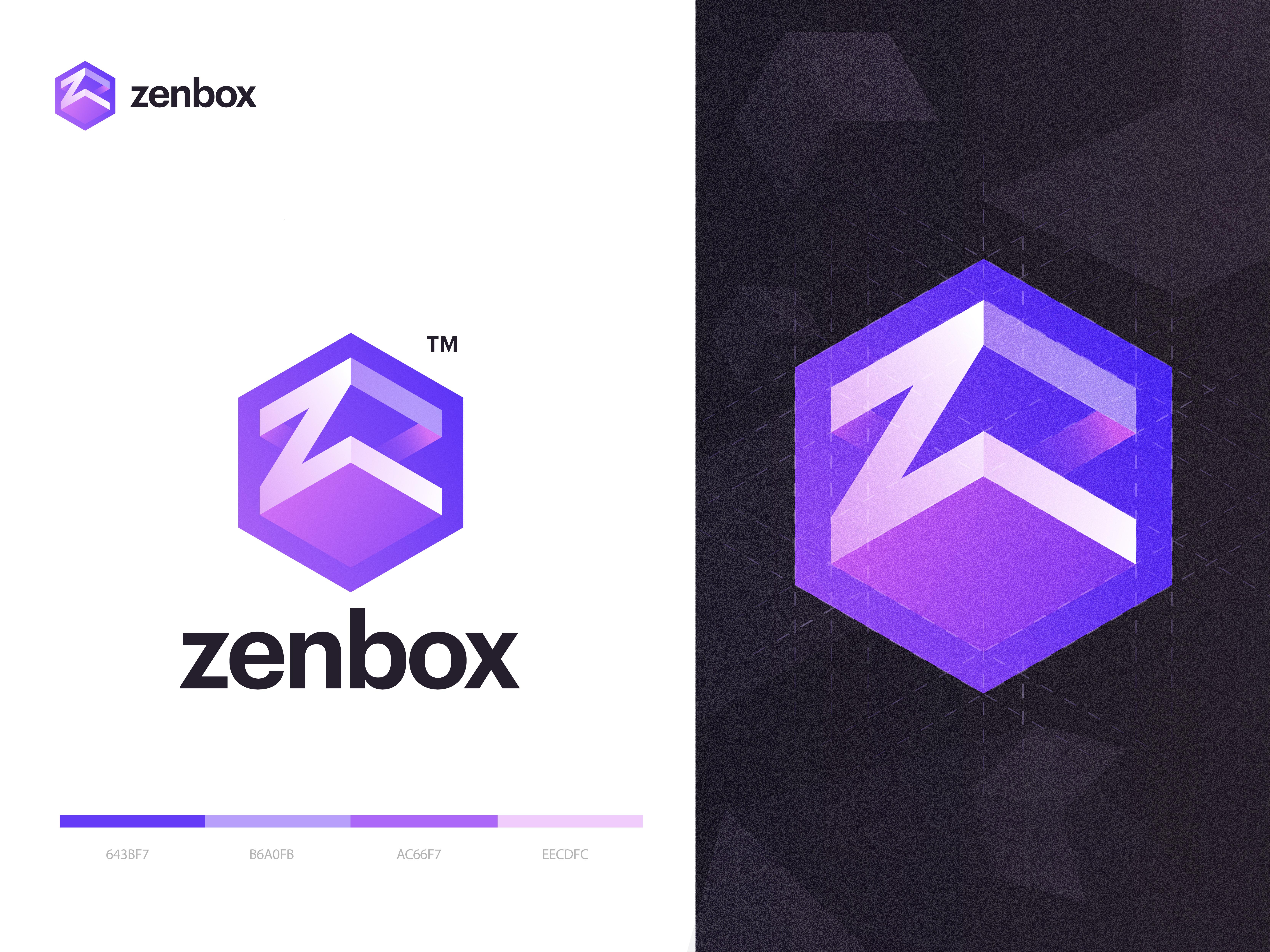 Zenbox (3d logo concept) 3d box logo 3d gradient logo 3d letter logo 3d modern logo 3d typography logo 3d z logo brand branding creative logo letter z logo logo logo design logomark logos logotype modern z logo unique logo z box