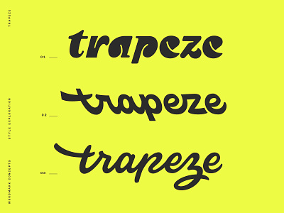 Trapeze Wordmark Concepts custom type hand lettering lettering ligature logo logotype script script lettering script wordmark trapeze type type logo typography wordmark yellow logo