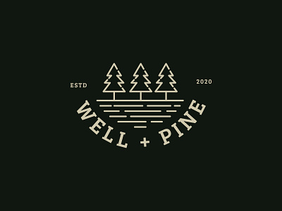 well + pine logo proposal branding emblem logo fitness logo illustration lake logodesign minimal mountain nature pine pine tree retro river sports logo vintage