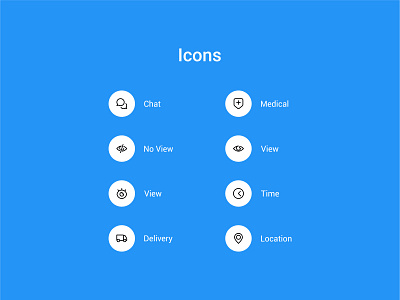 Icons app branding chat delivery icon location medical no view no view time ui ux view