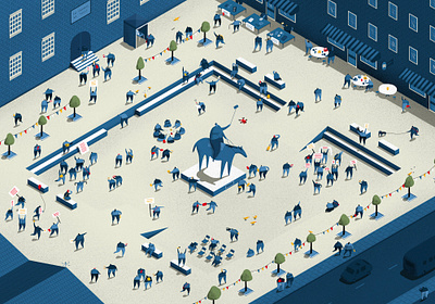 Town Square blue debate discussion editorial editorial illustration first amendment freedom of speech isometric isometric illustration knights irst amendment institute technology town square