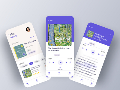 Audio books app app audio design flat ui