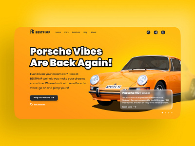 BESTPIMP - Porsche Vibes adobe black branding figma graphic design graphicdesign landing page logo logo design logodesign orange photoshop ui ui design userinterface ux web design website yellow