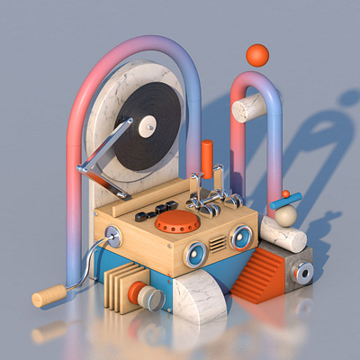 Gramophone 3d 3d art 3d modeling c4d cinema4d design illustration installation isometric minimal