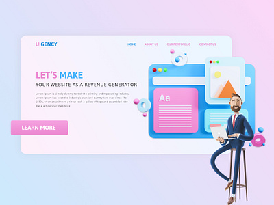 UIGENCY | 3D Header UI 3d 3d art best of dribbble branding clean clean design dribbble popular figma header exploration illustration web web ui website