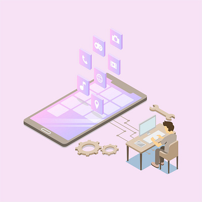 isometric character flat illustration for web development adobe illustrator character character illustrator flat illustration illustraion isometric art isometric design isometric illustration mobile app mobile app design mobile apps character design mobile apps illustration