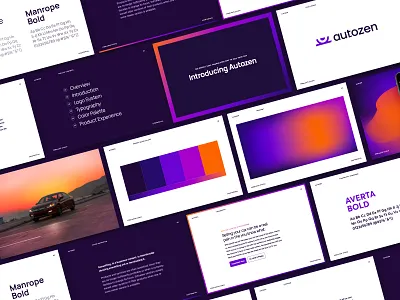Autozen Brand Guidelines auto automotive brand branding car color palette documentation gradient icon design identity design logo design logo designer sell typography vehicle visual identity visual identity design