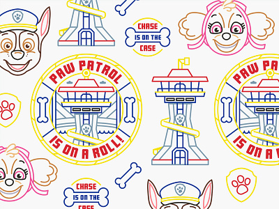 Illustration chase chase is on the case illustration monoline nickelodeon pattern paw patrol sky