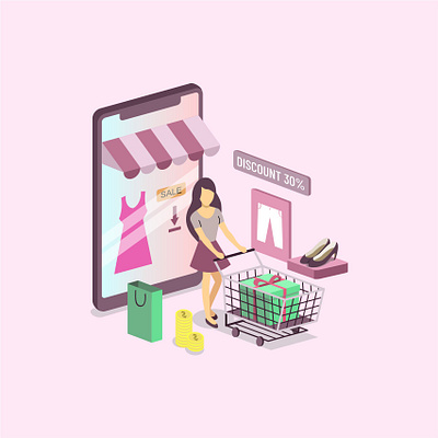 isometric online shop cool flat character illustration adobe illustrator character character illustrator flat character shopping online flat illustration illustraion isometric art isometric design isometric illustration online shop online shopping online store