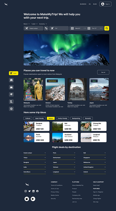 The concept for the Airline aggregator site