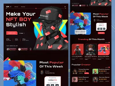 Website design: NFT Landing Page 3d animation bitcoin buy cpdesign creativepeoples dark design landing page nft nft art nft landing page nft market place nfts purchase sell token trending user interface web web design web ui