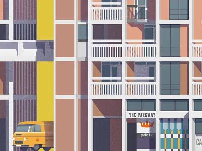 Brutalist Architecture Illustrated – Sheffield's Park Hill Flats architect architecture brutalism brutalist cityscape illustration poster print