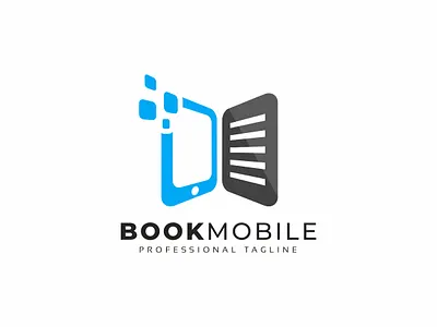 Book Mobile Logo application apps book brand colorful concept creation creative creativity digital idea identity knowledge library magazine matrix mobile open pixel professional