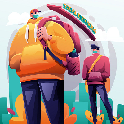 Social Distancing Queue Illustration cartoon cartooning character character design freebie illustration illustrator queue illustration social distancing vector vector design vector download vector illustration