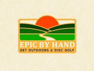 Epic By Hand Sunset badge design disc golf outdoors park retro scenery