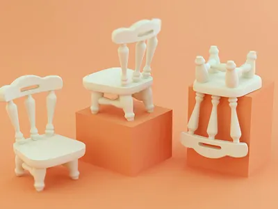 Stubby Chairs 3d c4d cinema 4d illustration model stylized