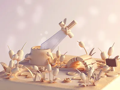 Excalibur's Pond 3d c4d c4dart cinema 4d cinema4d cute illustration model octane stylized