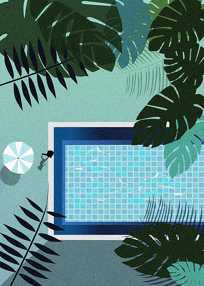 Pool time blue design details digital fantasy illustration palmtree pool poolside procreate ui vector water women