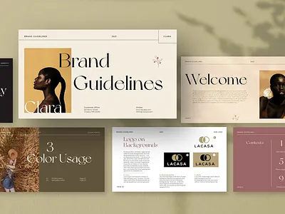 Clara Brand Guidelines For Adobe InDesign brand brand book brand guide template brand guidelines brand identity brand manual brand style brand style guide branding branding book branding guidelines guidelines template style guide