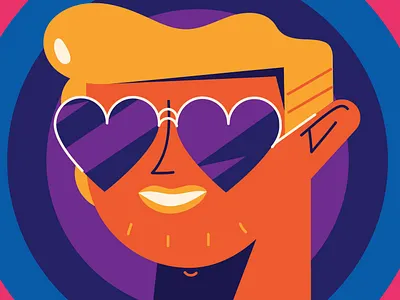 Love it! 2d animation animation character design circle colors emotions eyes face hair heart illustration love man motion graphics shadow smile style warm