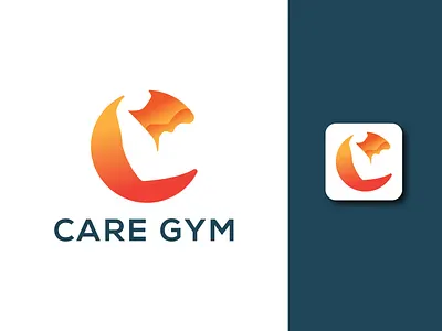Care Gym Logo branding c fitness logo c gym logo c logo c muscle logo c negative space gym logo care colorfull company creative exercise logo fitness gym logotype minimal modern muscle logo negativespacelogo