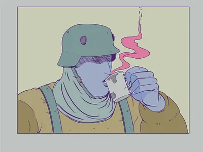 Soldier with tea art characterdesign design draw illustration photoshop tea