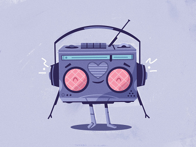 Lo-fi bot art bot cartoon character headphones illustration listen lo fi music radio robot speaker tape vector