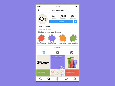 Just Skincare adobe creative cloud brand designer brand identity branding graphic design instagram instagram post instagram template mockup mockup design social media social media design