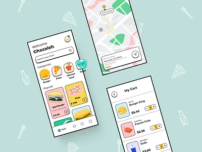 Food Order, Delivery App app design burger cooking delivery app delivery service eat food food delivery food delivery app food design food order app foodie map mobile app order order app pizza restaurant restaurant app ui
