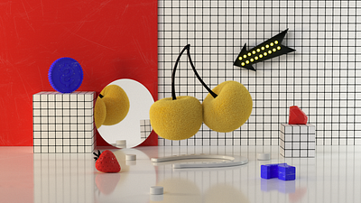 Fluffy cherry 3d animation art c4d cherry cinema4d colorful design houdini illustration render