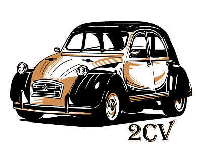 2CV 2cv auto car citroen classic convertible louis de funes old scalable vector vintage